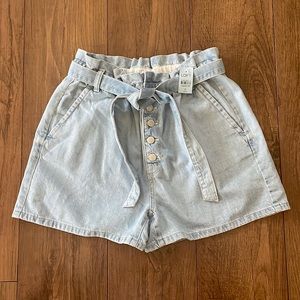 NWT LOFT Paperbag Belted Jean Shorts Petite M